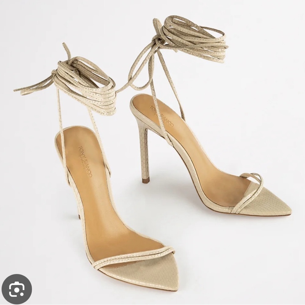 Tony Bianco Millie Lace Up stiletto High Heel Open Pointed Toe Shoes Womens 6 - Picture 1 of 10